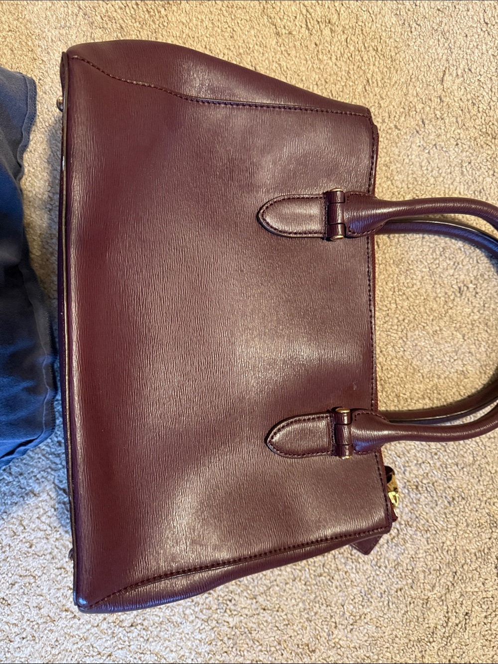 Ralph Lauren Burgundy/Violet Leather Satchel with Gold Tag - Picture 7 of 7